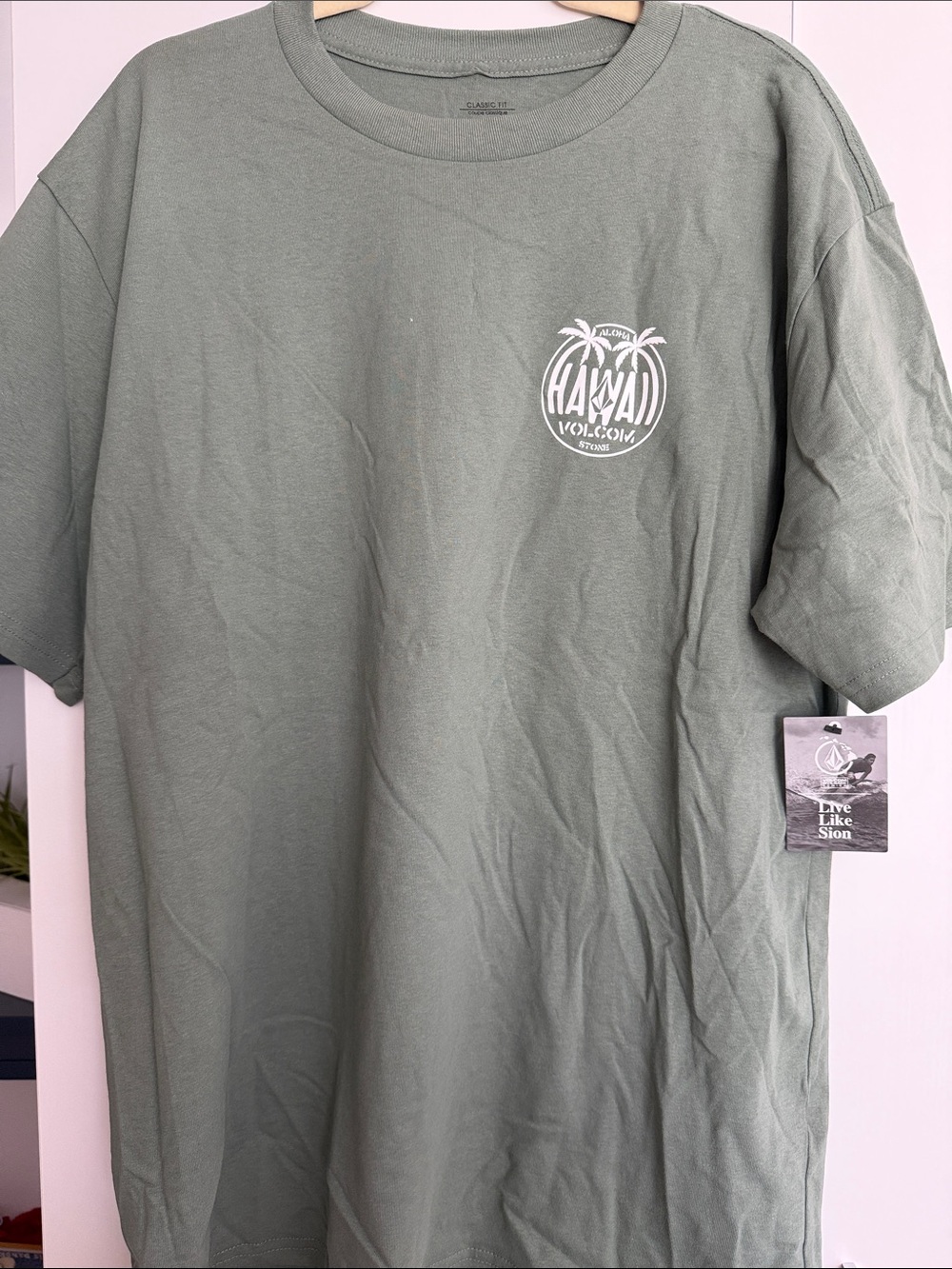 Volcom Hawaii Palm Logo Graphic Tee Olive Green XL NWT